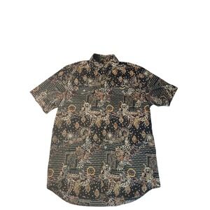 Murano Liquid Luxury Slim Fit Bohemian Cotton Patterned Button Down Shirt | M